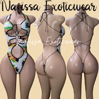 Image 2 of Caribbean Heat Jamaican Print Bodysuit and Caribbean Heat Jamaican Print Thong Set