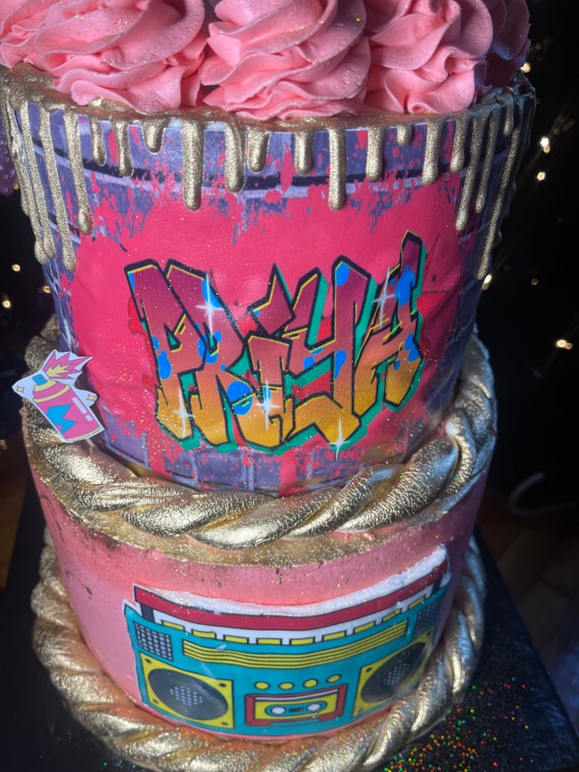 90’s theme 2 tiered cake