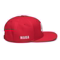 Image 9 of 47 MAGA Red on White Snapback Hat from PatriotsCo.com
