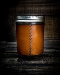 Image 2 of Leather-Wrapped Mason Jar Glassware