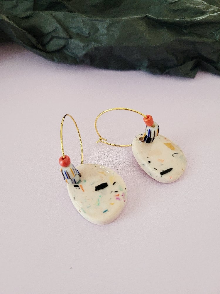 Image of Boucle d'oreilles coffee beau terrazzo pastel