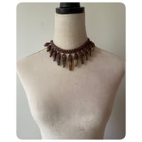 Image 3 of SALE - The Empress Necklace - Thick Mixed Jaspers and Dark Chestnut Brown Leather Deux