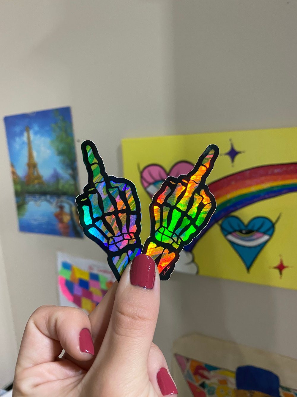 Image of Holographic middle finger stickers