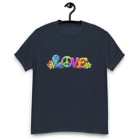 Image 3 of Unisex classic tee, Love, Peace and Flowers Retro Tee