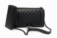 Image 4 of Quilted Shoulder Bag with Metal Chain Trim and Wallet