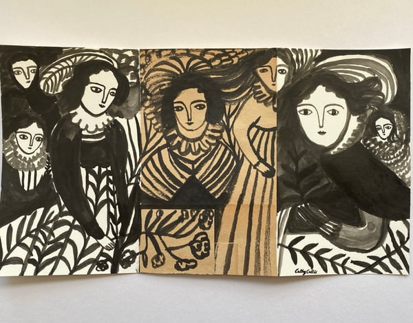 Image of in and out of the shadows - original ink drawing 