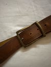 70s tooled leather abstract buckle belt 