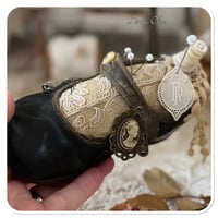 Image 3 of Handmade Vintage black mary Jane shoe Pin Cushion
