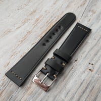 Image 4 of Horween Shell Cordovan Strap / 40's Style - Black