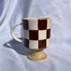 Brown Checkered Ceramic Mug