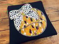 Image 2 of Watercolor Faux Glitter Basketball Bow T-Shirt