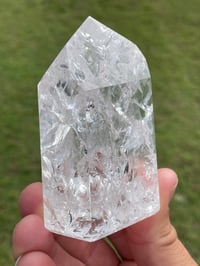 Image 1 of Crackle Quartz Crystal Point With Rainbows #1452