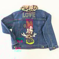 Image 2 of Disney Junior Girls Denim Jacket with Leopard Print Collar