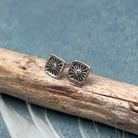 Image 2 of Handmade Sterling Silver Hand Stamped Bohemian Studs