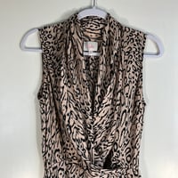 Image 7 of PARKER silk leopard print drape neck dress
