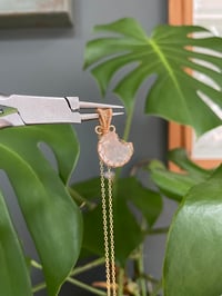 Image 3 of Gold Rose Quartz Moon Crystal Necklace