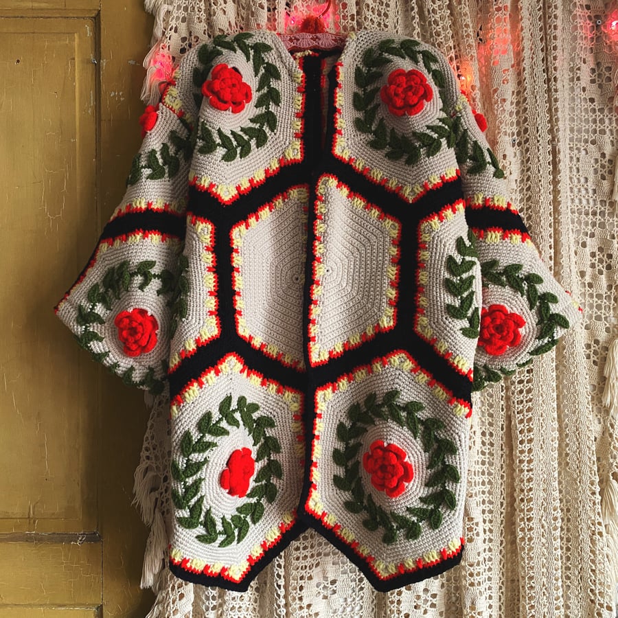Image of Hexagon Roses Granny Sweater