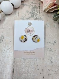Leopard Daisy Tan Studs