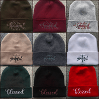 Image 1 of "Thankful" "Grateful" or "Blessed" Beanies (Colors in drop down menu)