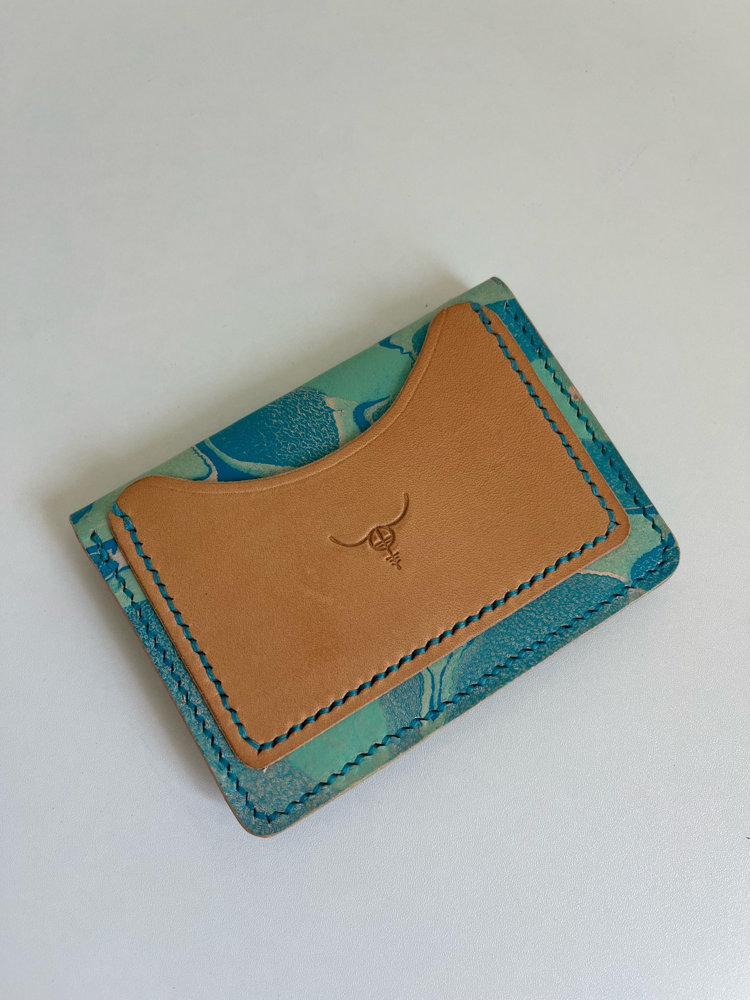 Image of Aqua Marbled Envelope Card Wallet 