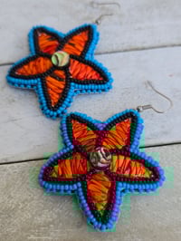 Image 2 of Orange Quill Floral earrings 