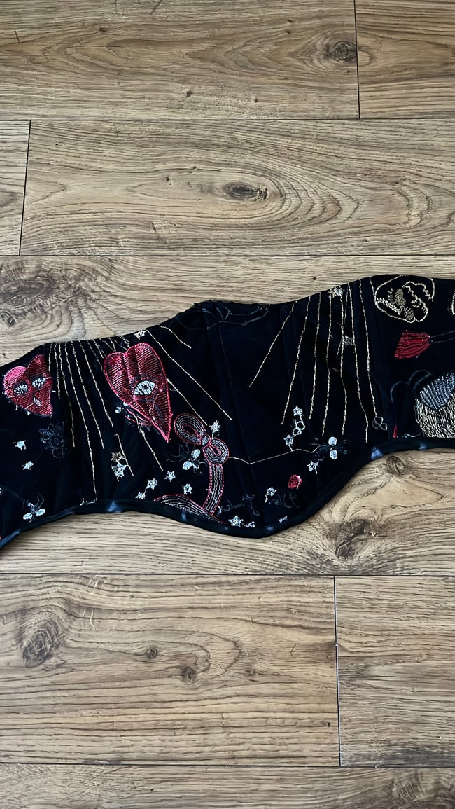Handmade sun and heart tulle, velvet under-bust corset