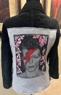 Image 1 of Vintage Black Suede Jacket David Bowie Embroidered Flowers