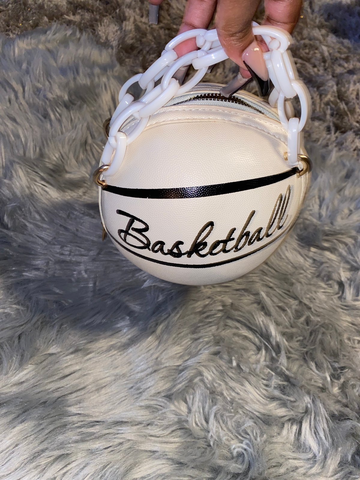 Mini Cream basketball handbag