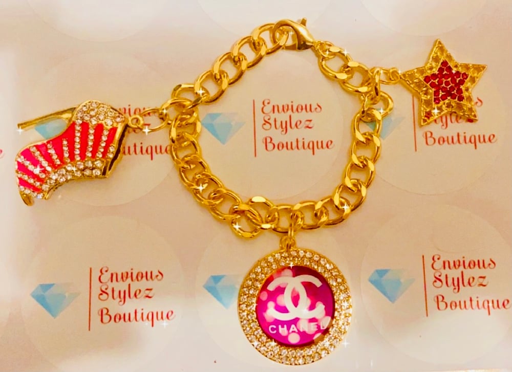 Image of Gold designer inspired charm bracelet 