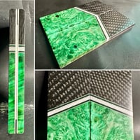 Image 1 of Carbon Fiber & Green Box Elder Burl Segmented Knife Scales