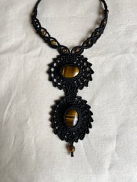 Image 1 of macrame necklace with double tigers eye