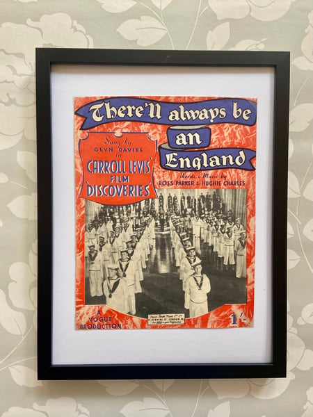 Image of There'll Always Be An England, framed 1939 vintage sheet music