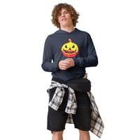 Image 5 of Long Sleeve Hoodie Tee (Adult M/F) - Jack O Lantern Vintage Red-Yellow