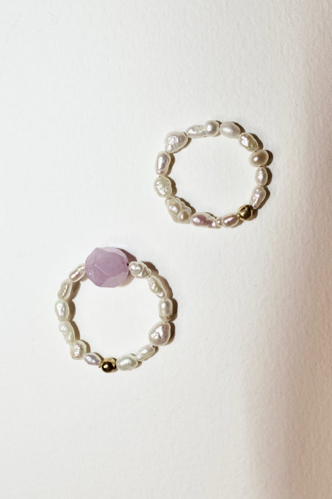 Image of Lavender jade pearl ring 