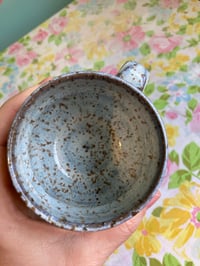 Image 4 of light blue speckled teacup