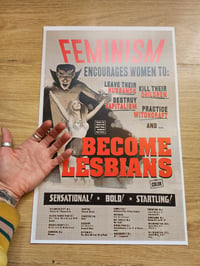 Image 2 of Feminism Makes Lesbian hilarious vintage reprint 1960s 11 by 17