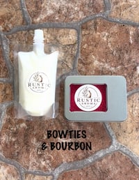 Bowties & bourbon 6.5 oz squeezable wax melt & 4 oz car freshie tin gift set