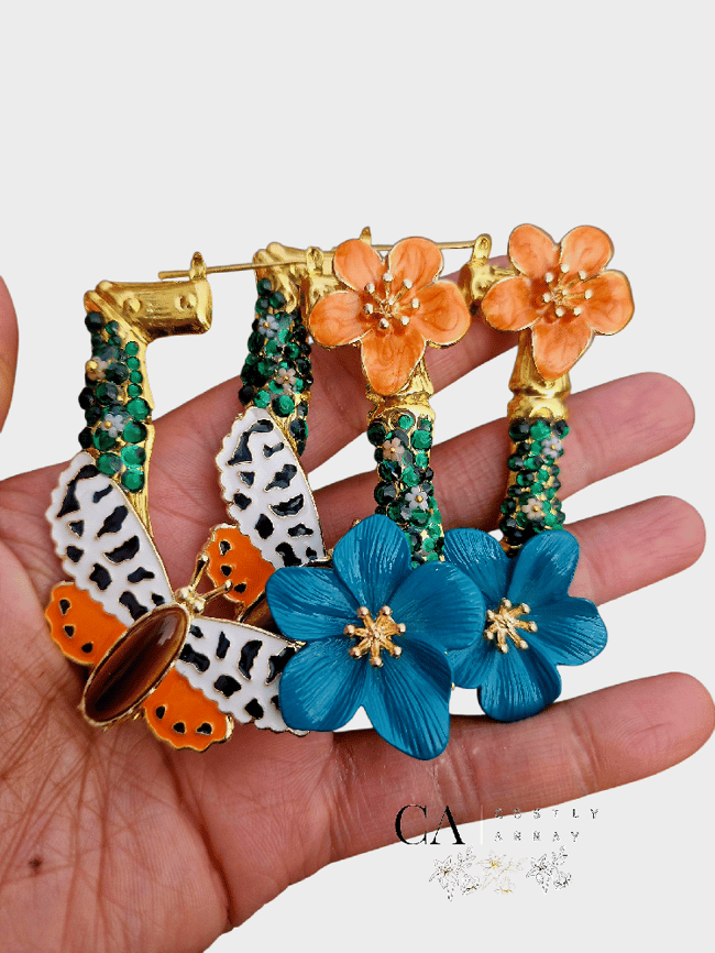 dopamine flowers bamboo earrings 
