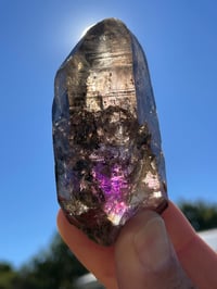 Image 12 of Smoky Amethyst Point With Siver & Red Rutile Inclusions #1972