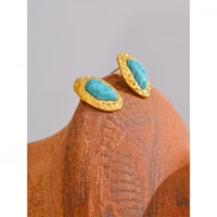 Image 4 of TIA Natural Amazonite 18ct Gold Plated Earrings