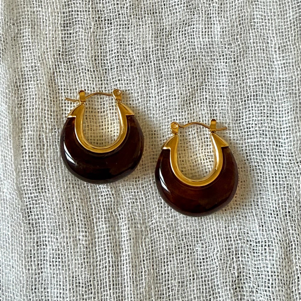 Image of ORECCHINI CHUNKY DROP HOOPS PIETRA DURA