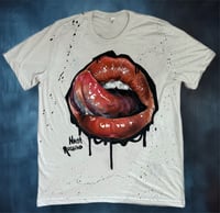 Image 1 of “TONGUE TIED” HAND PAINTED T-SHIRT LARGE