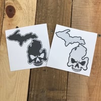 Image 1 of Reflective Michigan Skull Vinyl Decal