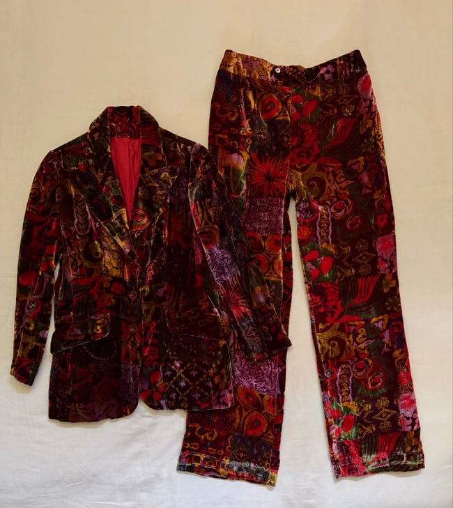 late 60s Indian silk velvet trouser suit 
