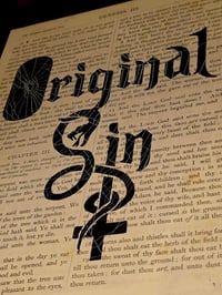 Image 8 of "Original Sin" 1800s Bible Page & Preseved Web 