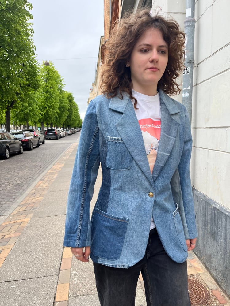 Image of Slim blazerjakke i jeans  (m)