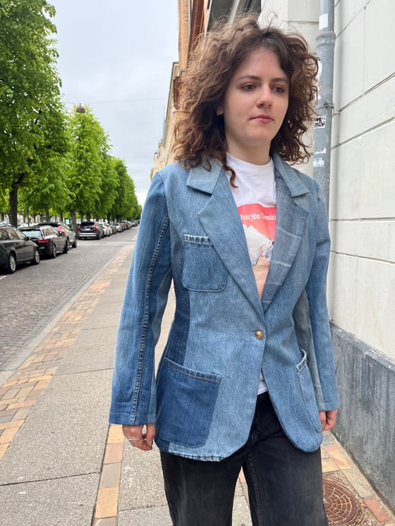 Image of Slim blazerjakke i jeans  (m)