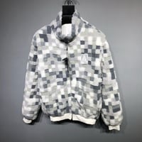 Image 1 of GREY CHECKERED SQUARE FLEECE JACKET