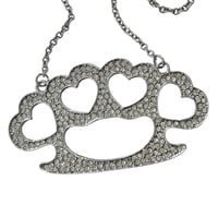 Image 3 of clear heart brass knuckle necklace 