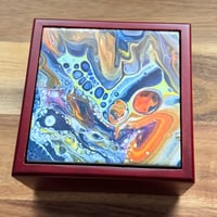 Image 1 of Wood Box With Poured Paint Detail #149